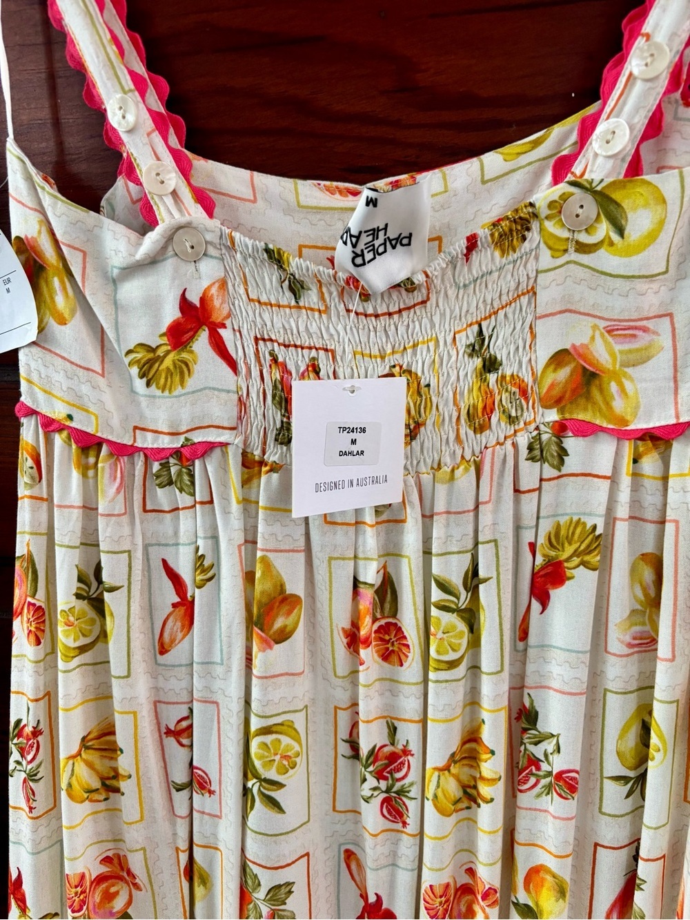 NWT Anthropologie Paper Hearts Dahlar Fruit Pattern Sleeveless Maxi Dress - Picture 3 of 11